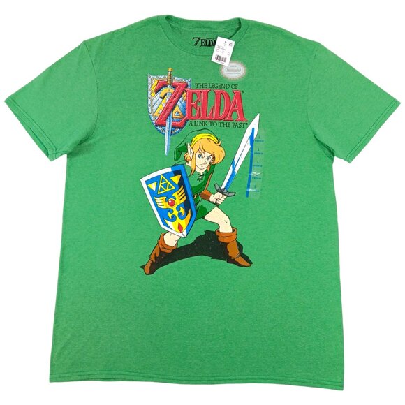 NINTENDO- Zelda- Men's T-shirt with Link Character-- SIZE LARGE--Green- Red - Picture 2 of 10